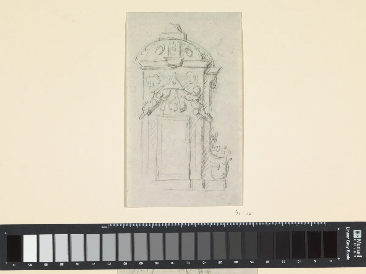 Tabernakel met putto by anonymous, drawing, 1750-1800