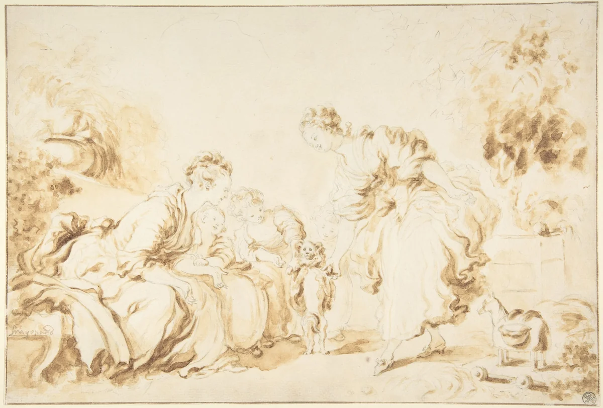 The Education of a Dog by Jean Honoré Fragonard, drawing, 1745-1976