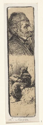 Portret van Louis Meijer en weergave van een kluizenaar by Jan Weissenbruch, print, 1843-1866