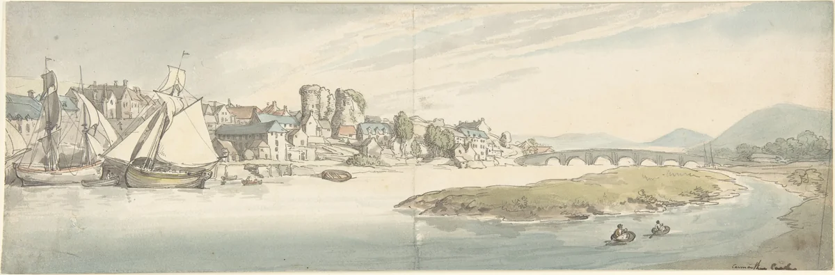 Carmarthen Castle, Wales by Thomas Rowlandson, drawing, 1797