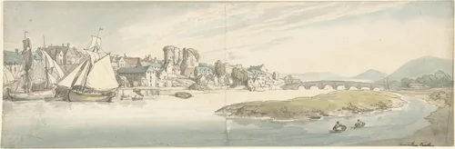 Carmarthen Castle, Wales by Thomas Rowlandson, drawing, 1797