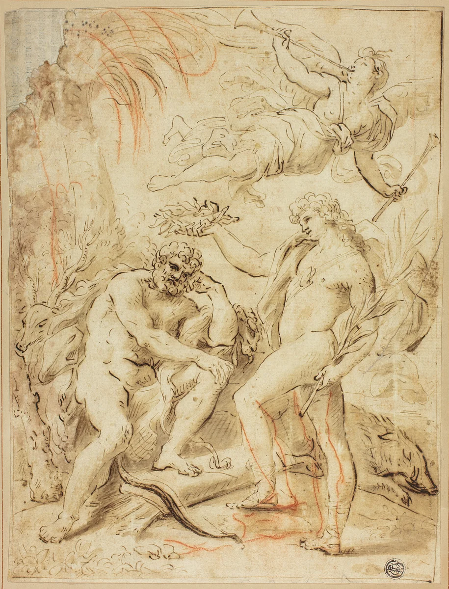 Crowning of Hercules by Paolo de Matteis, drawing, 1682-1728