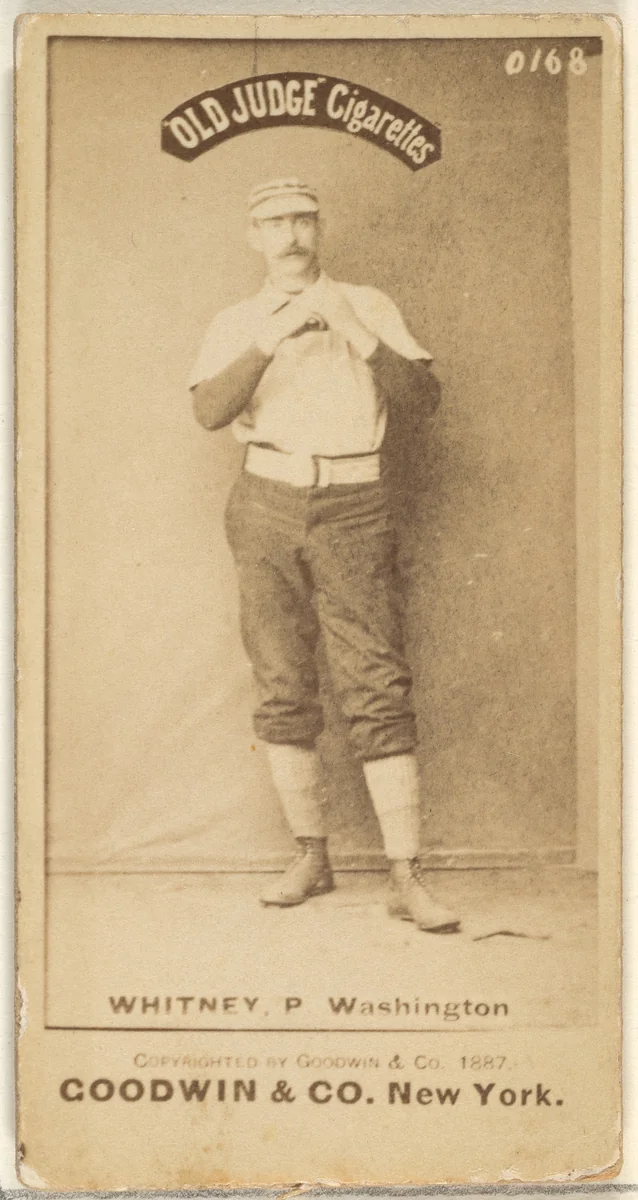James Evans "Grasshopper Jim" Whitney, Pitcher, Washington Nationals, from the Old Judge series (N172) for Old Judge Cigarettes by Goodwin & Company, photograph, 1887