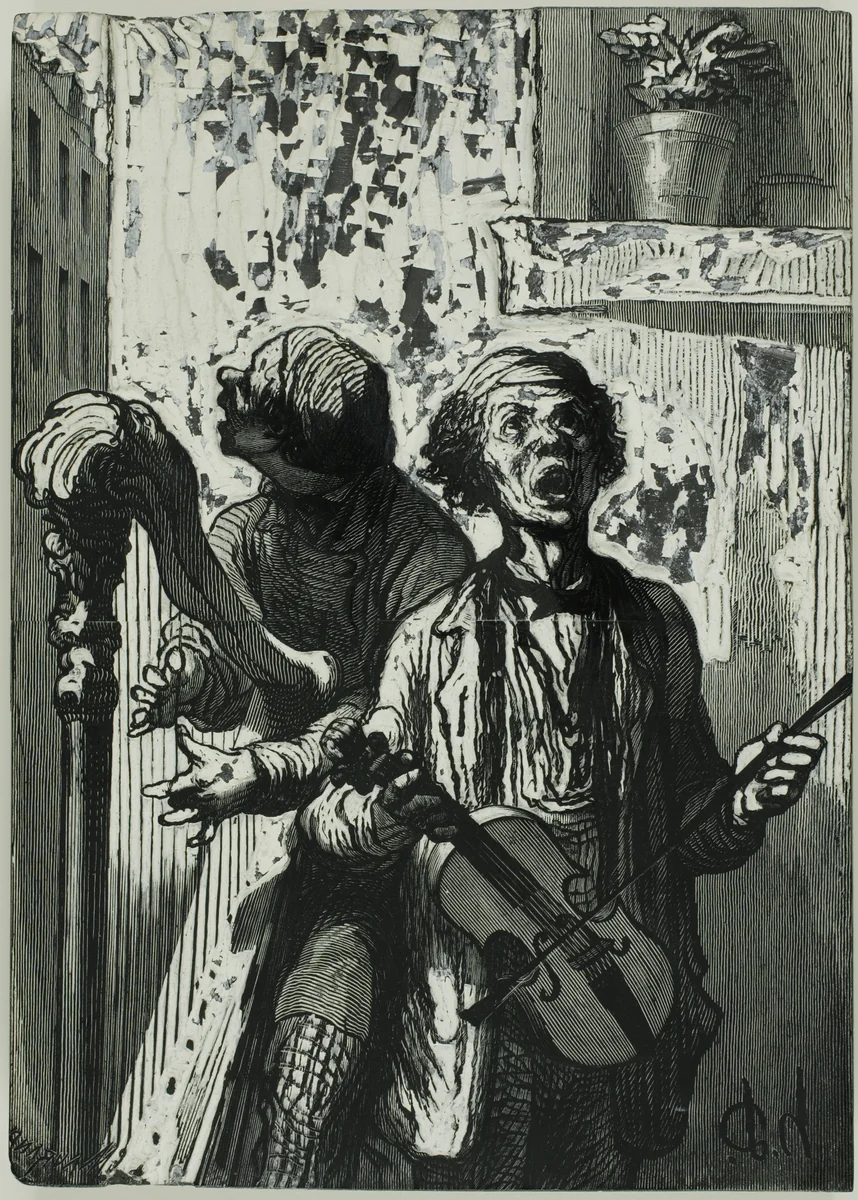 The Street Singers by Charles Maurand Honoré Victorin Daumier, print, 1862