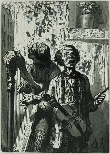 The Street Singers by Charles Maurand Honoré Victorin Daumier, print, 1862
