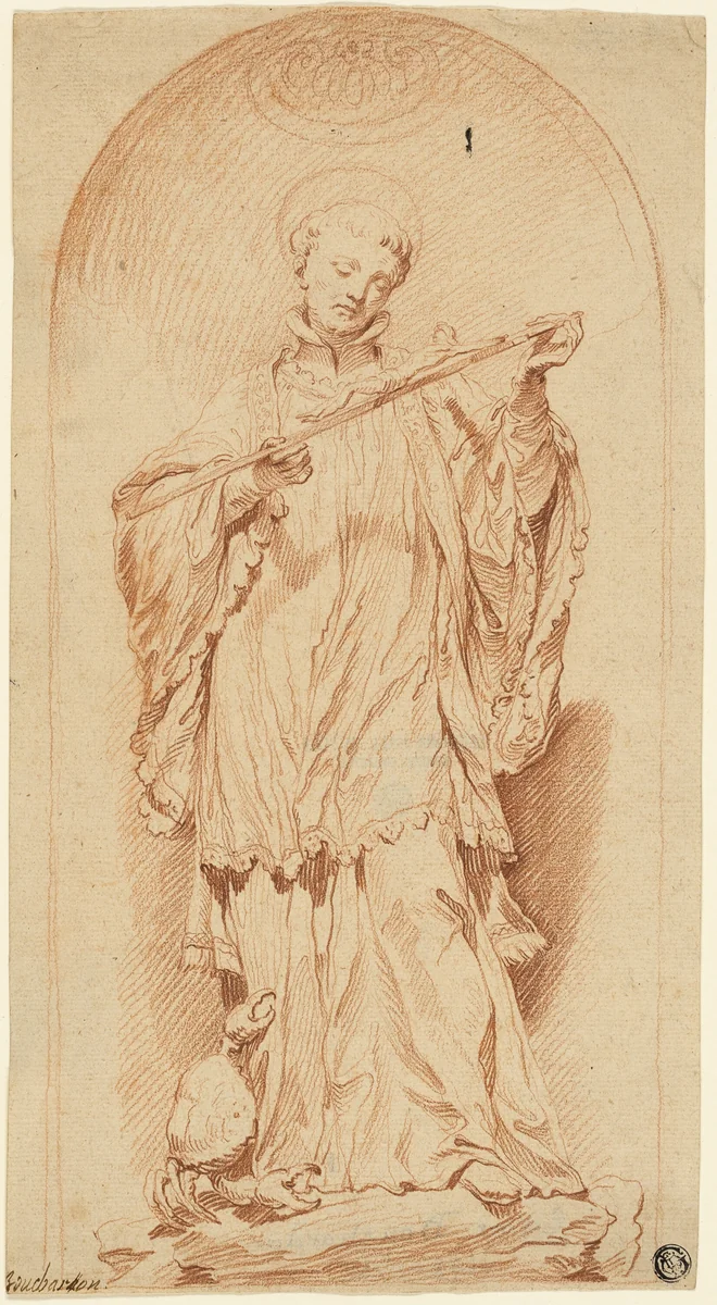 Saint Francis Holding a Crucifix by Edme Bouchardon, drawing, 1718-1762