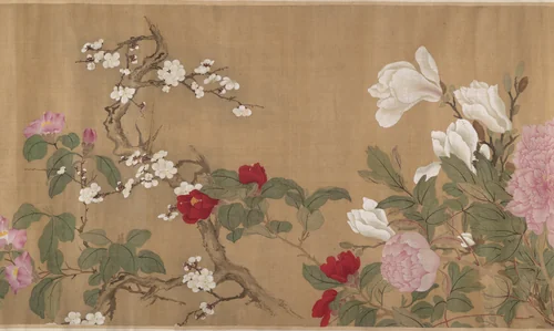 One Hundred Flowers by Yun Shouping, painting, 1700-1799