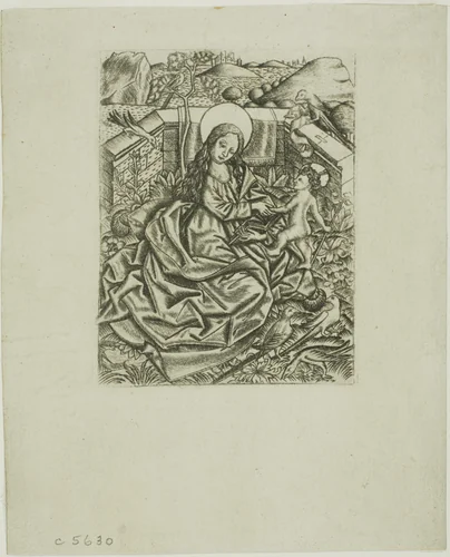 The Virgin and Child in the Garden by Israhel van Meckenem, print, 1465-1503