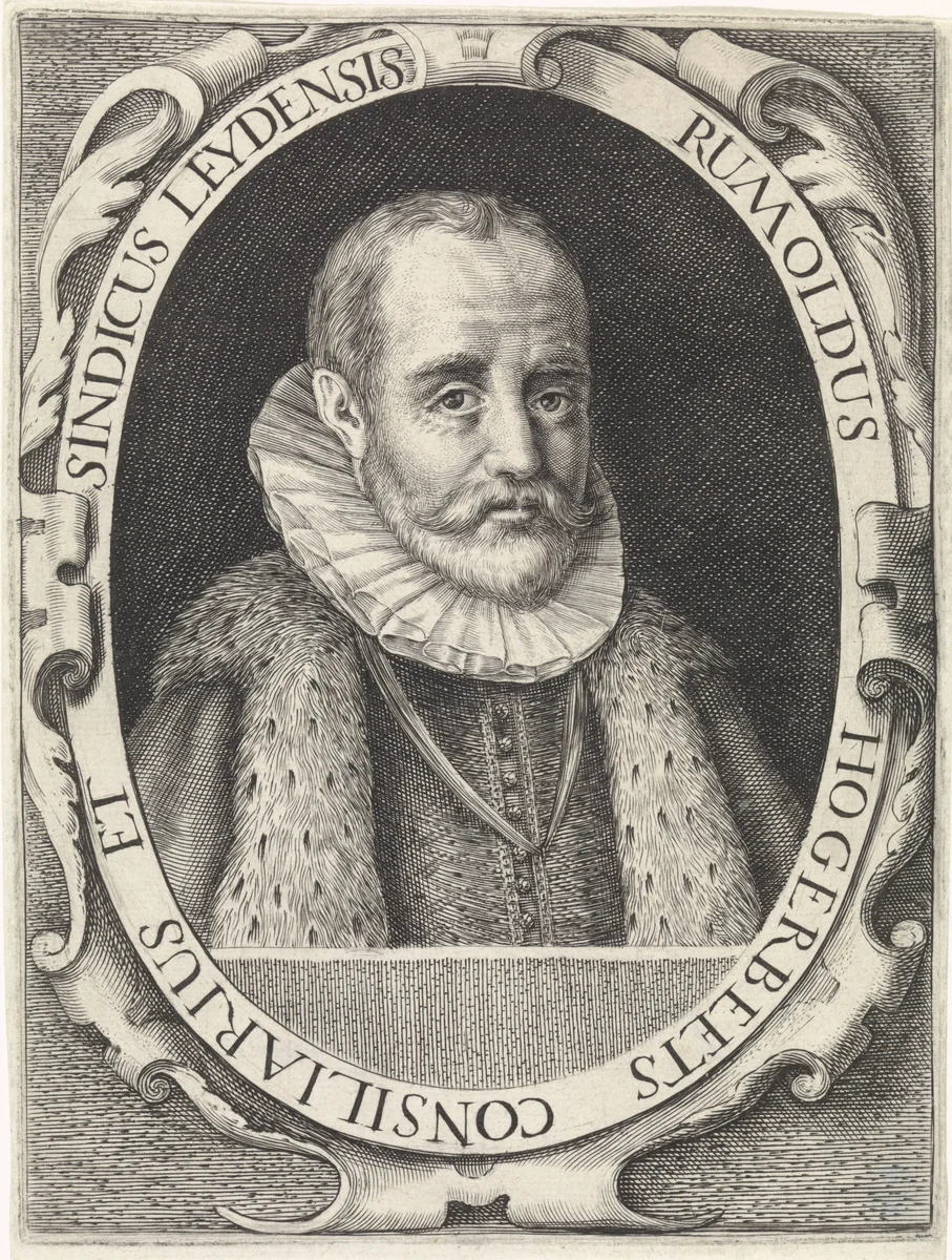 Portret van Rombout Hogerbeets by Crispijn van de Passe, print, 1574-1637