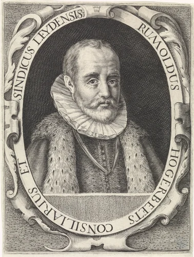 Portret van Rombout Hogerbeets by Crispijn van de Passe, print, 1574-1637