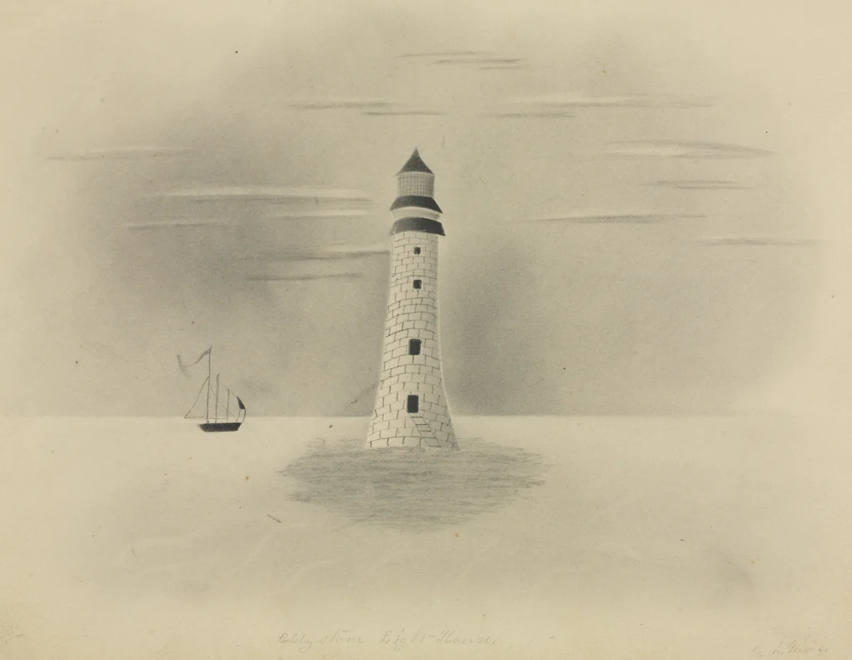 Eddystone Lighthouse by Mary Altha Nims, drawing, 1840