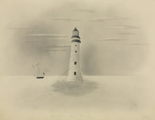 Eddystone Lighthouse by Mary Altha Nims, drawing, 1840