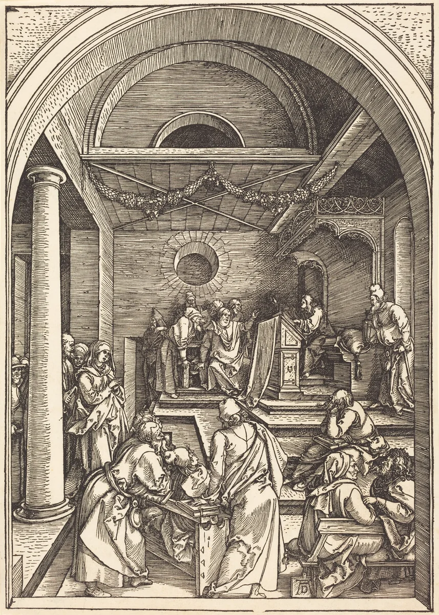Christ among the Doctors by Albrecht Dürer, print, 1503-1504