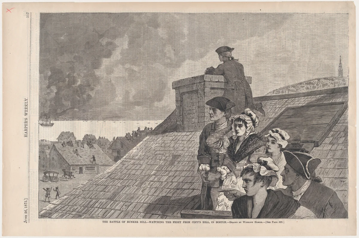 The Battle of Bunker Hill – Watching the Fight from Copp's Hill, in Boston (from "Harper's Weekly," Vol. XIX) by Winslow Homer, print, 1875