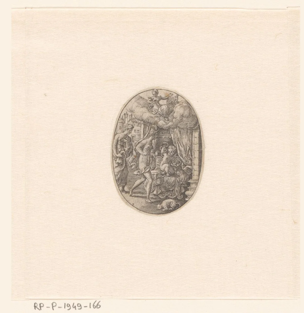 Hercules wurgt twee slangen in zijn wieg by Unknown, print, 1573-1580