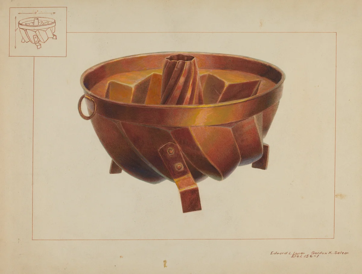 Turk's Head Cake Pan by Edward Loper, index of american design, 1937