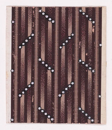 Textile Design with Alternating Horizontal Strips of Pearls over a Striped Background by anonymous, drawing, 1840
