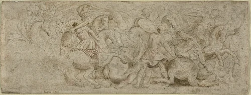 Battle Scene by Unknown Artist, drawing, 1500-1699