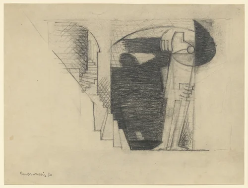 Stairway with Figure by Louis Marcoussis, drawing, 1930