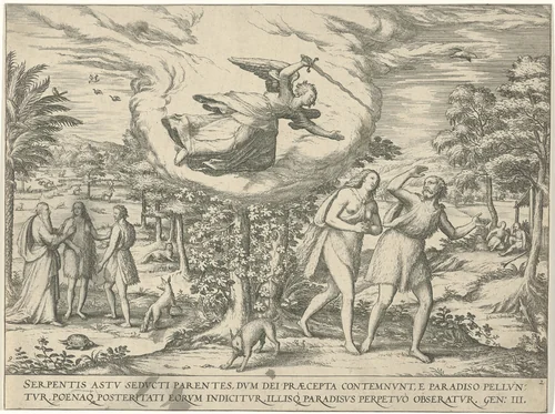 Expulsion from Paradise by Unknown, print, 1577-1627