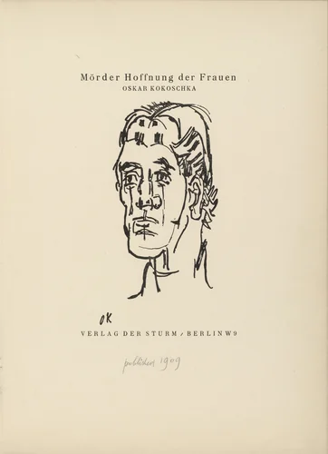Title page (folio 2) from Mörder, Hoffnung der Frauen (Murderer, Hope of Women) by Oskar Kokoschka, illustrated book, 1916