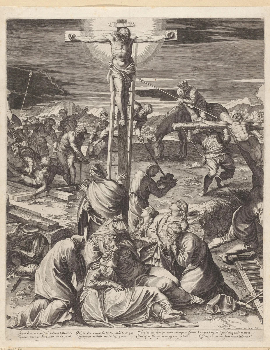Kruisiging van Christus (middendeel) by Aegidius Sadeler, print, 1582