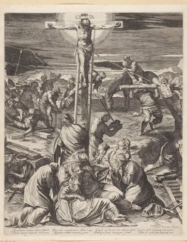 Kruisiging van Christus (middendeel) by Aegidius Sadeler, print, 1582