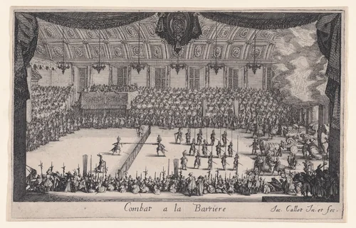Le Combat (The Combat), from "Le Combat a la Barrière in the Palace at Nancy" by Jacques Callot, print, 1627
