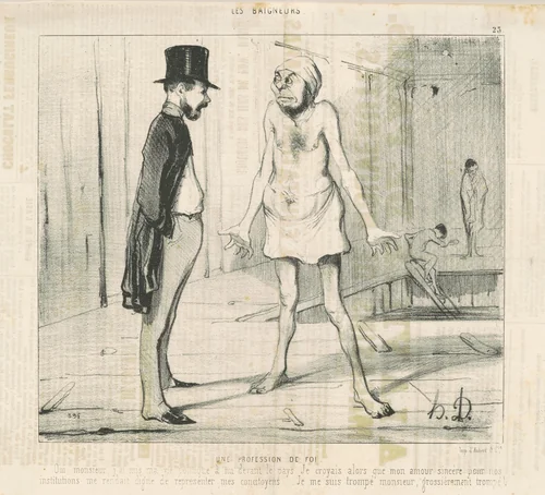 Une profession de foi by Honoré Daumier, print, 1842