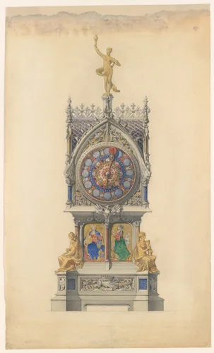Design for Enameled Clock by Lucien Falize, drawing, 1877-1887