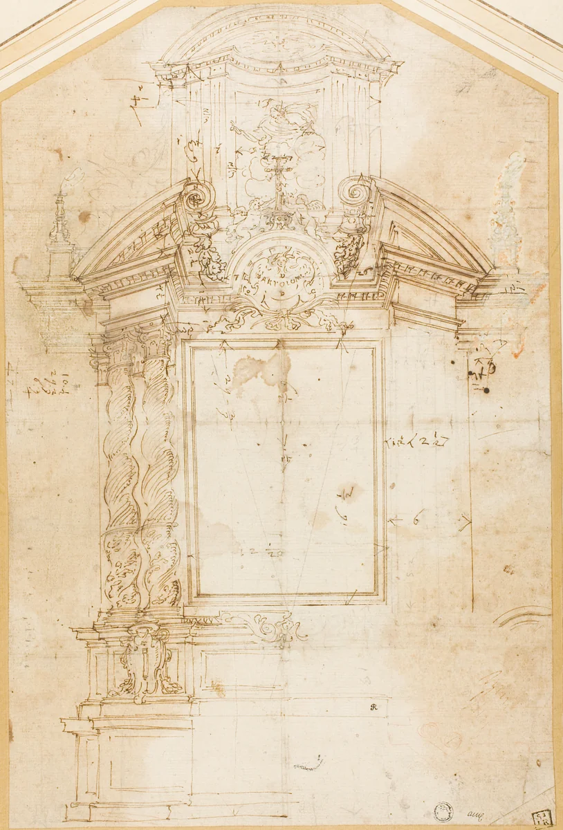Sketch for an Altar of Saint Bartholomew by Andrea Pozzo
Giovanni Francesco Grimaldi, drawing, 1626-1709