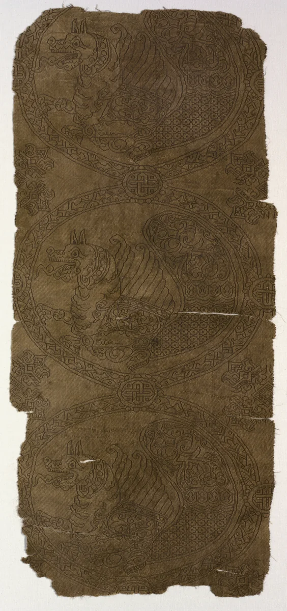 Fragment with Senmurvs by Unknown, textile, 800-1971