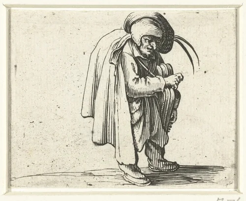Groteske figuur met draailier by Jacques Callot, print, 1621-1625