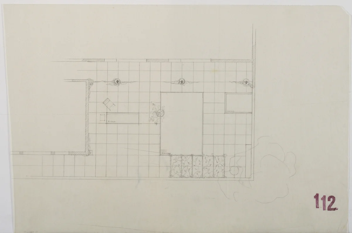 Tugendhat House, Brno, Czech Republic (Plan, upper-floor southeast corner terrace) by Ludwig Mies van der Rohe, mies van der rohe archive, 1928
