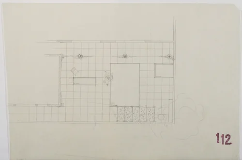 Tugendhat House, Brno, Czech Republic (Plan, upper-floor southeast corner terrace) by Ludwig Mies van der Rohe, mies van der rohe archive, 1928