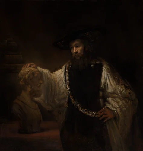 Aristotle with a Bust of Homer by Rembrandt van Rijn, painting, 1653