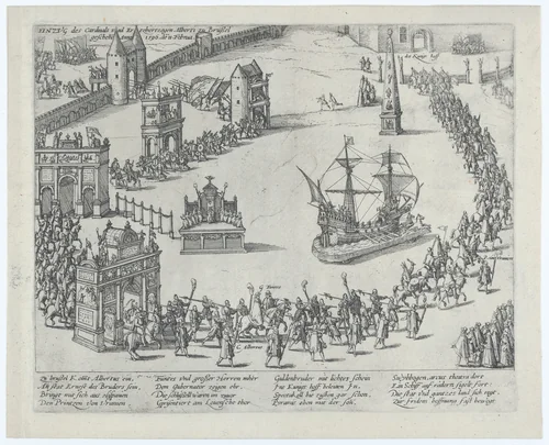 Entrance of the Cardinal and Archduke Albert to Brussels in 1596 by anonymous, print, 1596-1600