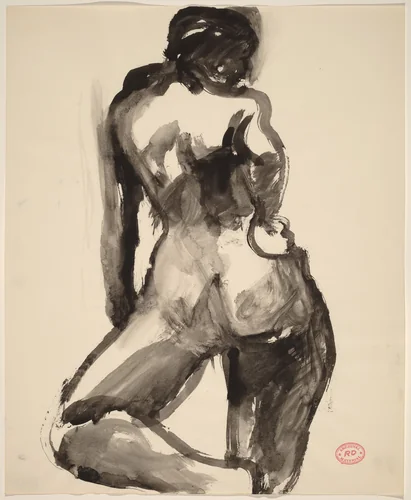 Untitled [female nude, back view] by Richard Diebenkorn, drawing, 1955-1967