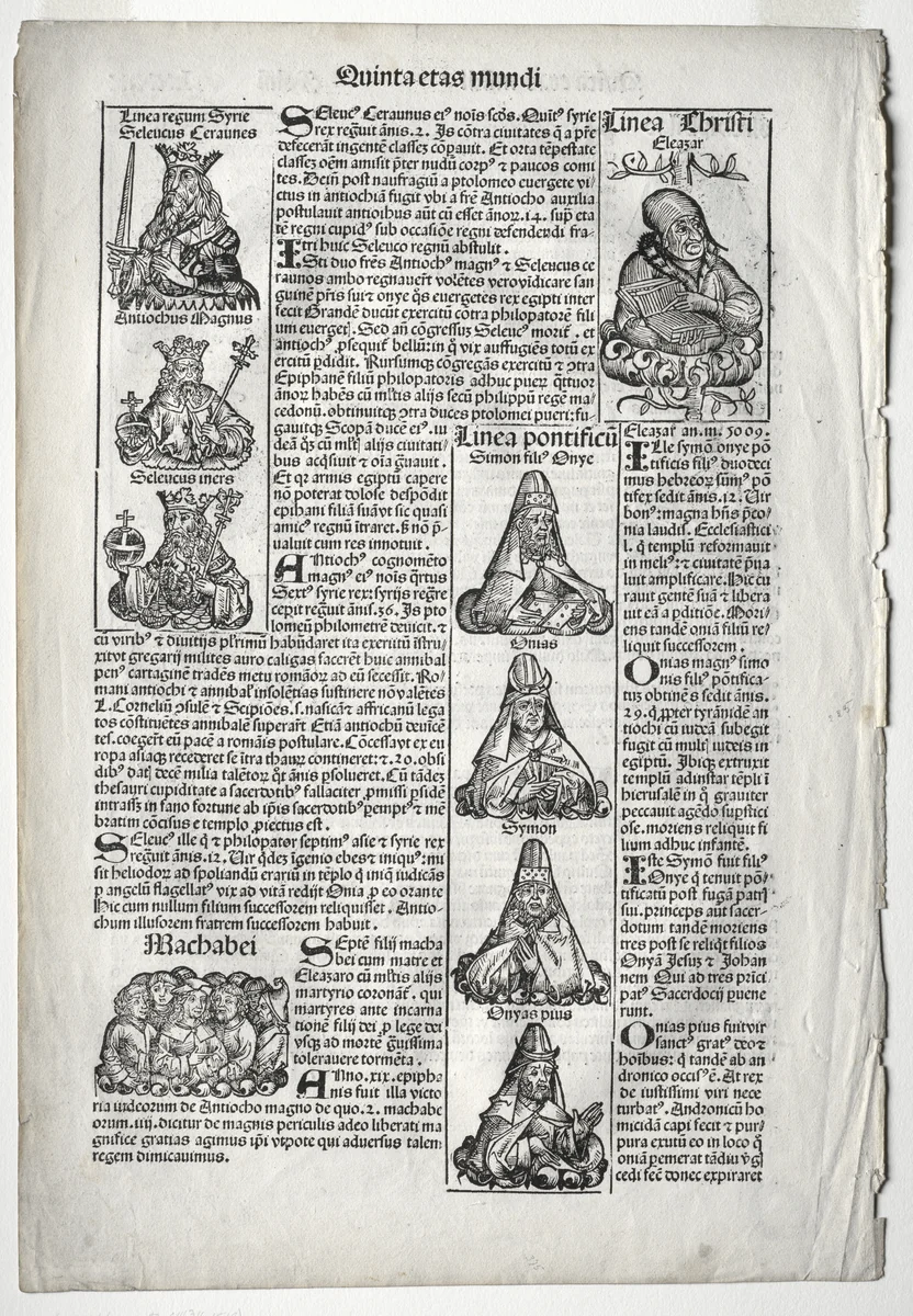Genealogical Page; published in the Nuremberg Chronicle by Hartmann Schedel by Michael Wolgemut, print, 1493