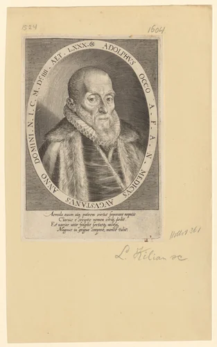 Portret van Adolph Occo op 80-jarige leeftijd by Lucas Kilian, print, 1604