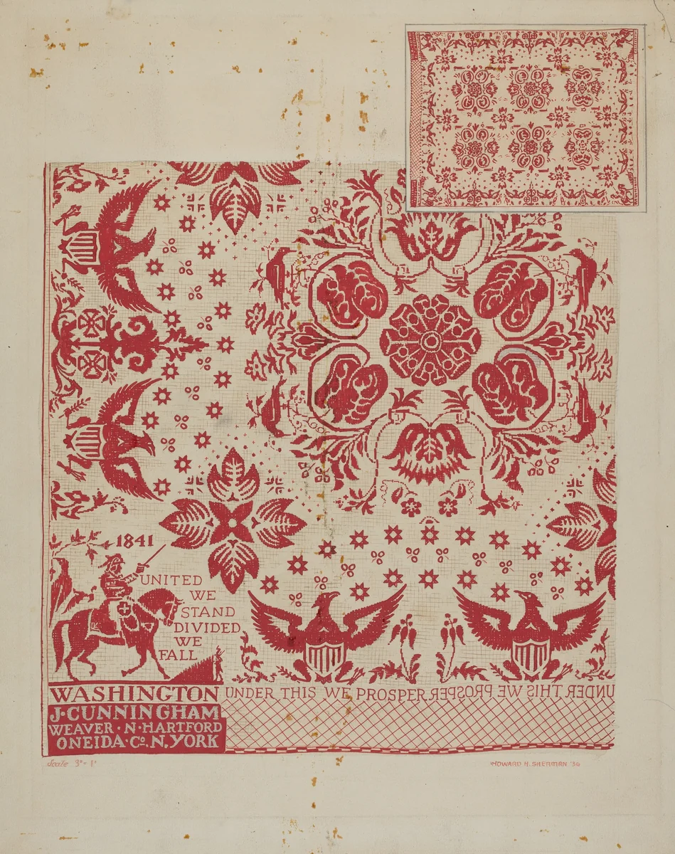 Handwoven Coverlet by Howard H. Sherman, index of american design, 1936