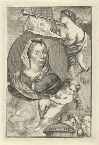 Portret van Johanna Koerten by Jacob Houbraken, print, 1716-1718