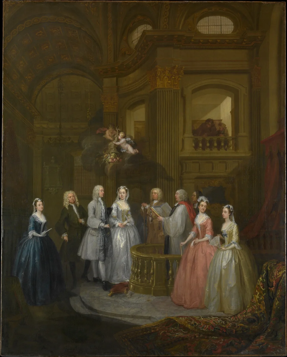 The Wedding of Stephen Beckingham and Mary Cox by William Hogarth, painting, 1729