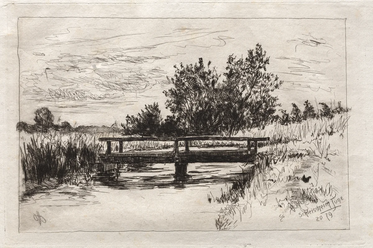 Bridge, Schleissheim by Otto H. Bacher, print, 1879