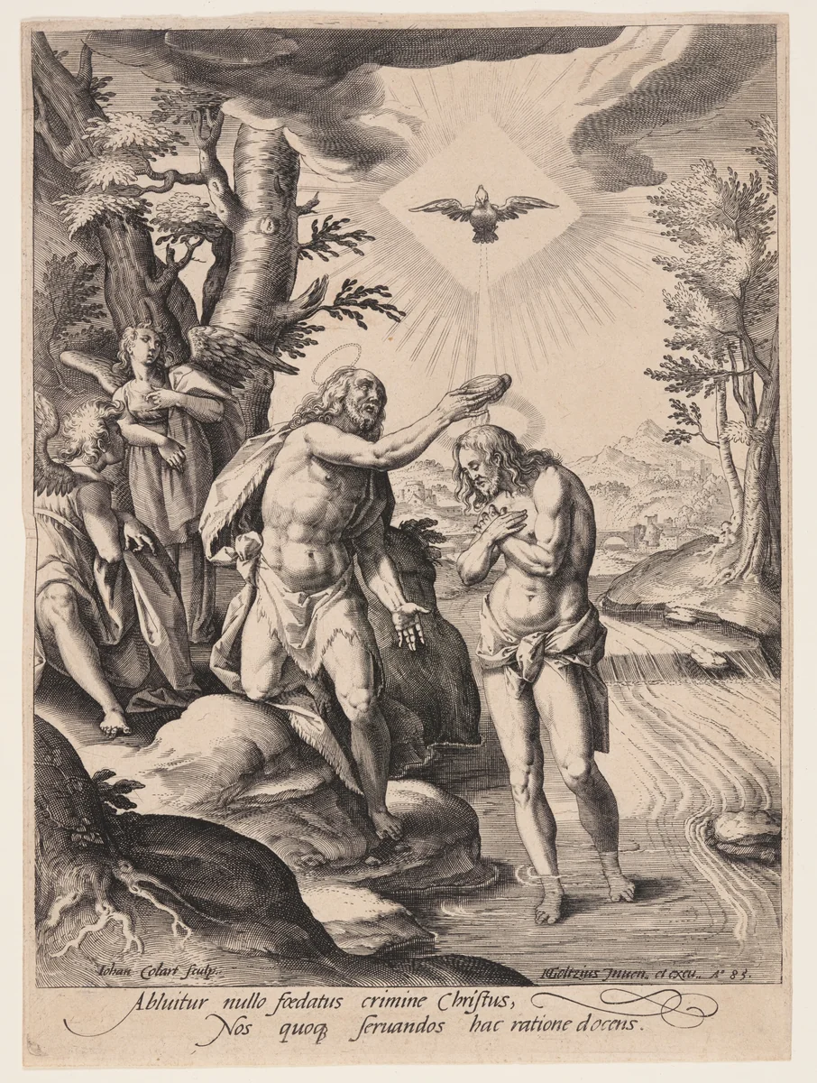 The Baptism of Christ by Jan Collaert II, print, 1585