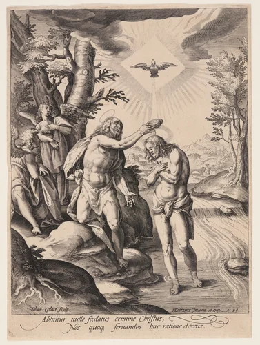 The Baptism of Christ by Jan Collaert II, print, 1585