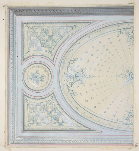 Design for the decoration of a ceiling by Jules-Edmond-Charles Lachaise, drawing, 1830-1897