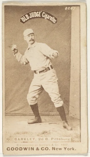 Sam Barkley, 2nd Base, Pittsburgh, from the Old Judge series (N172) for Old Judge Cigarettes by Goodwin & Company, photograph, 1887