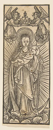 Madonna in Glory Crowned by Angels (Schr. 1111c) by anonymous, print, 1400-1499