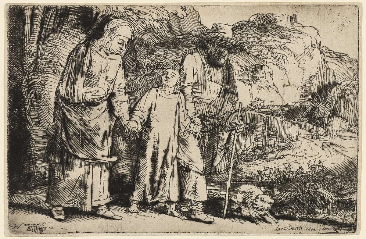 Christ Returning from the Temple with His Parents by Rembrandt van Rijn, print, 1654